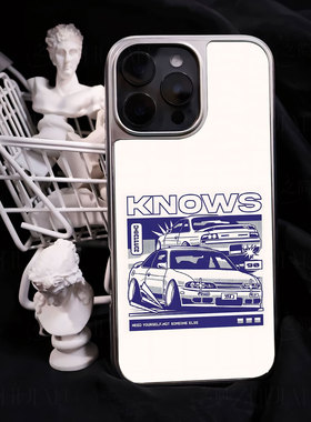 双车漫画手机壳大孔电镀黑框碳纤维二合一玻璃适用苹果17promax华为小米14PROPURA80ULTRAMATE50PRO