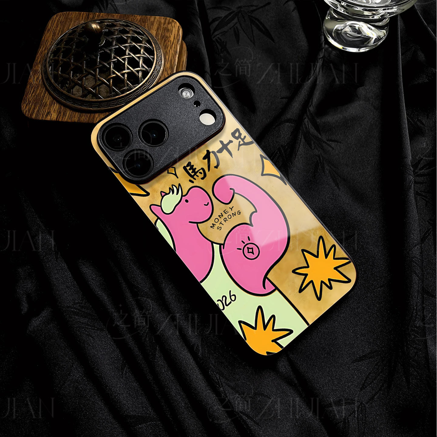 苹果17promax马力十足w玻璃手机壳马年新年祝福有钱适用苹果华为三星S25PLUSFINDX8PRO荣耀400PROOPPOA6PRO