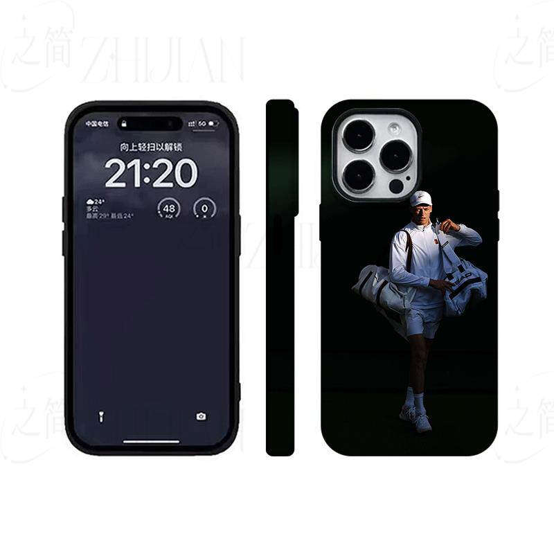 网球选手辛纳磨砂磁吸手机壳大孔亮面硬壳适用苹果iphone18promax华为PURAXVIEW华为P50PRO荣耀300ULTRA