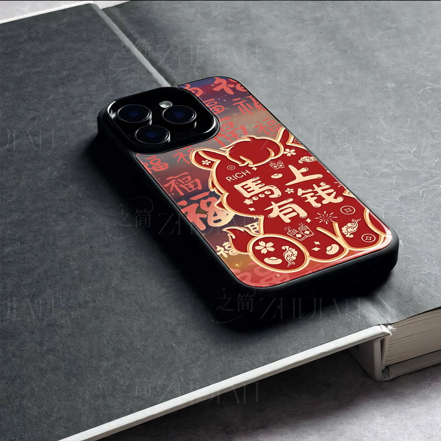 苹果17promax马上有钱福玻璃手机壳马年新年祝福有钱适用苹果华为三星S25PLUS一加ACE5竞速版一加ACE6一加ACE