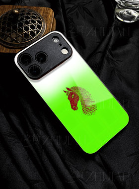 苹果17promax指纹马头玻璃手机壳马年新年祝福有钱适用苹果华为VIVOY500IQOOZ10TURBOVIVOY300TVIVOY300