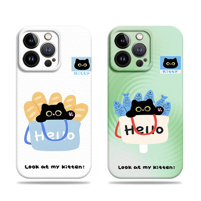 苹果17promax猫咪面包鱼菲林情侣手机壳适用苹果华为VIVOY76SVIVOY300TNOVA13PROP70PRO三星S25ULTRA