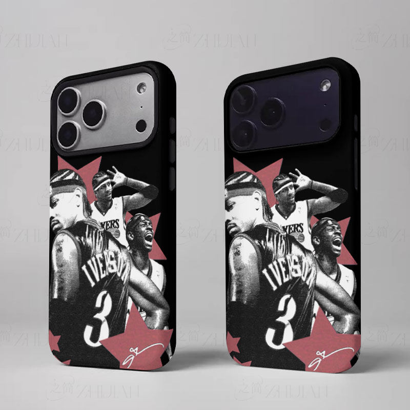 艾弗森3号图磨砂磁吸手机壳大孔亮面硬壳适用苹果iphone18promax华为PURAXVIEW华为P40PROVIVOS18PRO