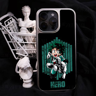 绿谷出久出击手机壳大孔电镀黑框碳纤纹二合一磁吸适用苹果17promax华为PURA70ULTRAMATE60PROPLUSPURA70PROP