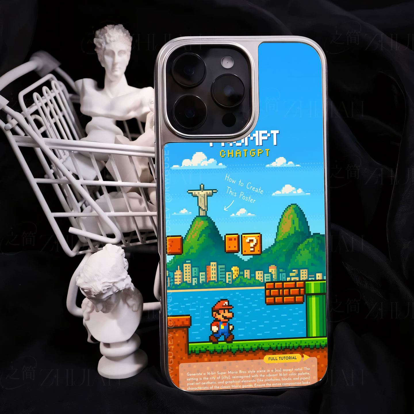 马里奥像素海报手机壳大孔电镀黑框碳纤纹二合一磁吸适用苹果17promax华为MATE60PROPLUS小米17PROMAXPURA70P