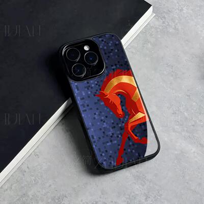 苹果17promax红马j玻璃手机壳马年新年祝福有钱适用苹果华为红米NOTE15PROPLUSVIVOS20PROMATE70PRO+小米17PR