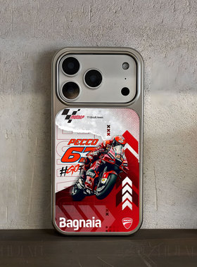 MotoGP红摩托手机壳大孔电镀黑框碳纤纹二合一磁吸适用苹果17promax华为MATE60PROPLUS小米17PROMAXPURA80PRO