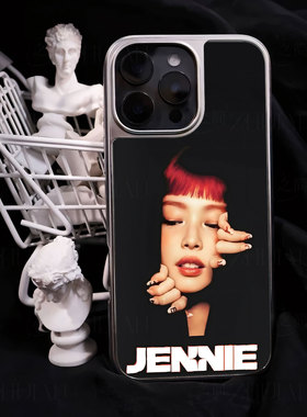 JENNIE红刘海手机壳大孔电镀黑框碳纤维二合一玻璃适用苹果17promax华为PURA80PROPLUSP60PROPURA70ULTRA