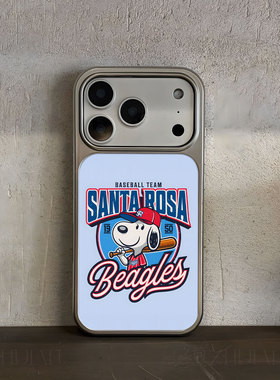 史努比棒球队手机壳大孔电镀黑框碳纤纹二合一磁吸适用苹果17promax华为PURA80PROPLUSP60PROMATE60PROPLUS