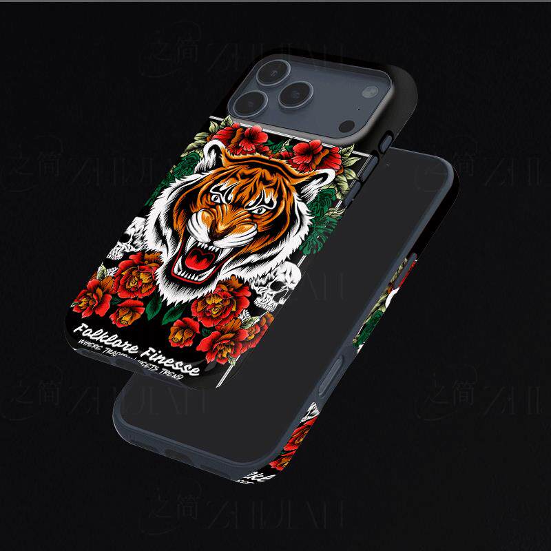 虎头骷髅花卉磨砂磁吸手机壳大孔亮面硬壳适用苹果iphone18promax华为PURAXVIEW荣耀300ULTRA红米TURBO5MAX