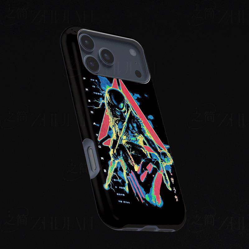 霓虹铁血战士磨砂磁吸手机壳大孔亮面硬壳适用苹果iphone18promax华为PURAXVIEW华为NOVA9PROVIVOX200ULTRA