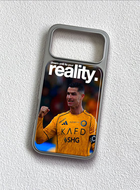 C罗黄衣握拳手机壳大孔电镀黑框碳纤维二合一玻璃适用苹果17promax华为PURA70ULTRAP60PRO小米17PROMAX