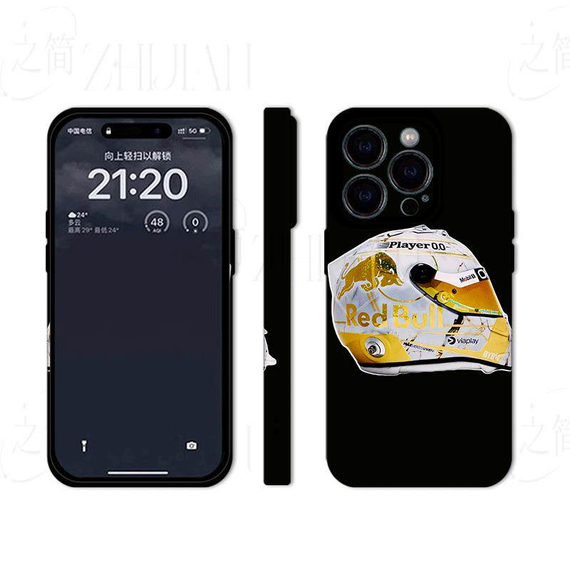 红牛赛车头盔磨砂磁吸手机壳大孔亮面硬壳适用苹果iphone18promax华为PURAXVIEW华为NOVA11PRO荣耀X60PRO