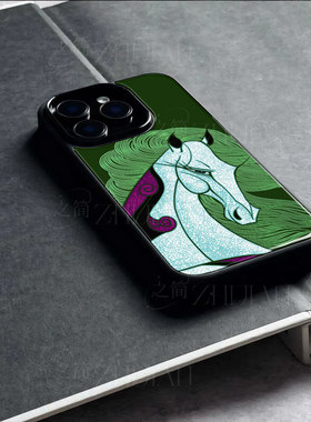 苹果17promax蓝鬃白马玻璃手机壳马年新年祝福有钱适用苹果华为VIVOS50PROMININOVA15pro小米15PRONOVA13PRO