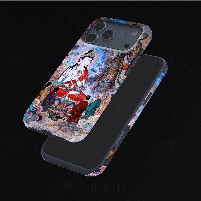 观音天龙壁画磨砂磁吸手机壳大孔亮面硬壳适用苹果iphone18promax华为PURAXVIEW1加15T1加ACE3V