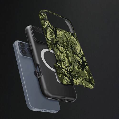 迷彩树枝纹硬壳磨砂磁吸手机壳适用苹果iphone17promax华为MATE60PRO小米14pro小米15PROP60pro