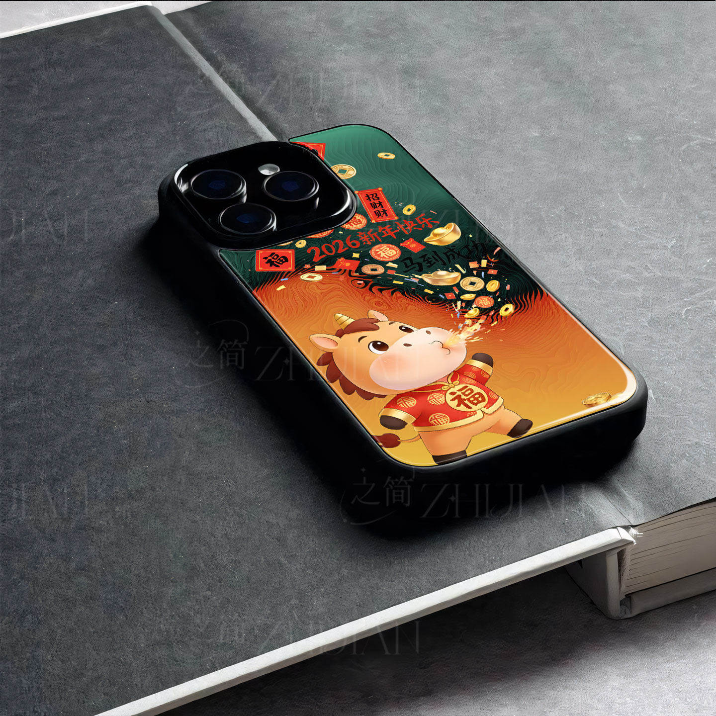 苹果17promax马到成功y玻璃手机壳马年新年祝福有钱适用苹果华为一加ACE5Pro三星S25PLUS麦芒40VIVOY300
