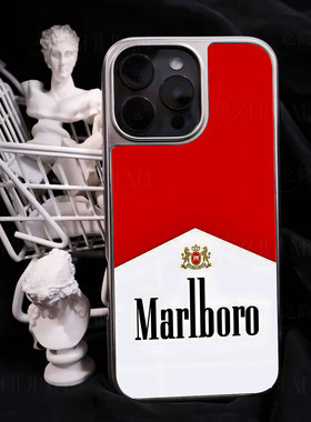 万宝路标志手机壳大孔电镀黑框碳纤纹二合一磁吸适用苹果17promax华为PURA70PROPLUS小米17PROMAXMATE70PROPL