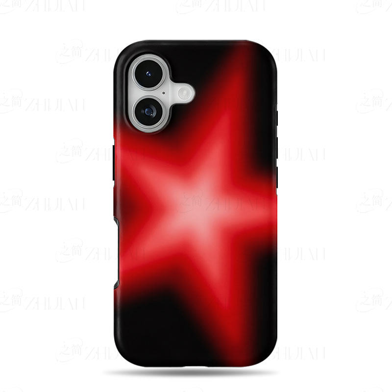 红色发光五星磨砂磁吸手机壳大孔亮面硬壳适用苹果iphone18promax华为PURAXVIEW华为MATE70PROVIVOX200ULTRA