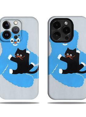 黑猫与蓝色萌物菲林手机壳适用苹果iphone16promax华为pura70pro荣耀Magic6红米NOTE14pro+note12turbo荣耀x5