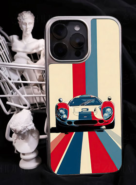 2号赛车条纹手机壳大孔电镀黑框碳纤纹二合一磁吸适用苹果17promax华为MATE60PROPLUSMATE70PROPLUS小米15PRO