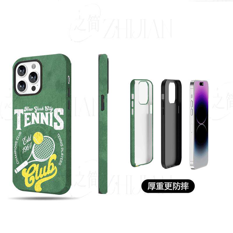 纽约网球俱乐部磨砂磁吸手机壳大孔亮面硬壳适用苹果iphone18promax华为PURAXVIEW1加ACE2VVIVOX100SPRO