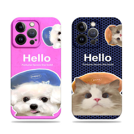 苹果17promax带帽猫咪狗狗菲林情侣手机壳适用苹果华为麦芒40P70PRO真我GT7红米NOTE15PROPLUS一加ACE5Pro