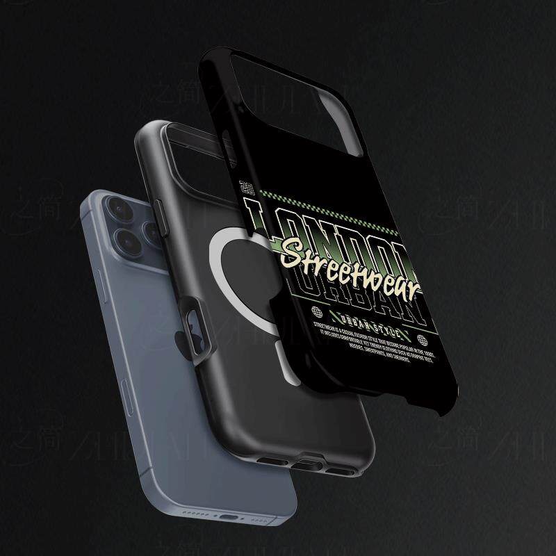 24伦敦潮牌磨砂磁吸手机壳大孔亮面硬壳适用苹果iphone18promax华为PURAXVIEWVIVOX300ULTRAIQOONEO6