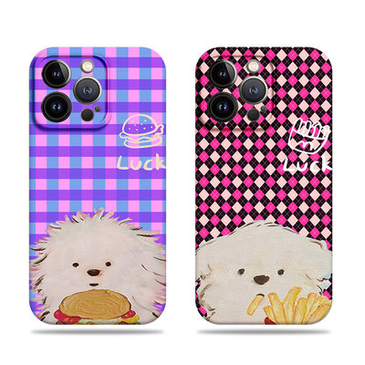 苹果17promax狗狗薯条汉堡菲林情侣手机壳适用苹果华为OPPOA6PRO一加ACE5竞速版12/13/14/15新款红米K60至尊