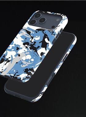 迷彩蓝黑灰白泼墨硬壳磨砂磁吸手机壳适用苹果iphone17promax华为P80ULTRA三星S25ULTRAVIVOX200至尊VIVOX300