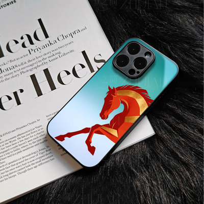 苹果17promax红马j玻璃手机壳马年新年祝福有钱适用苹果华为VIVOX200PROMINIMATE80PROMAX小米15PROVIVOS50PR