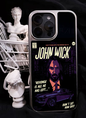 约翰威克海报手机壳大孔电镀黑框碳纤纹二合一磁吸适用苹果17promax华为小米15PROPURA70PROPLUSPURA70ULTRA