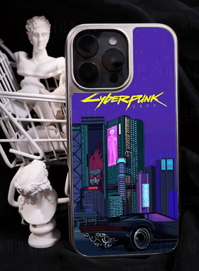 赛博2077都市手机壳大孔电镀黑框碳纤纹二合一磁吸适用苹果17promax华为小米14PROMATE70PROPLUSPURA80ULTRA