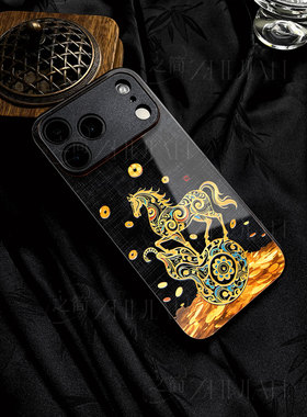 苹果17promax马上发财ht玻璃手机壳马年新年祝福有钱适用苹果华为荣耀MAGIC7PROVIVOX300PROMATE80PROMAXNOVA