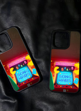 吃豆人街机手机壳大孔电镀黑框碳纤纹二合一磁吸适用苹果17promax华为PURA70PROPLUS小米14PRO小米17PROMAX