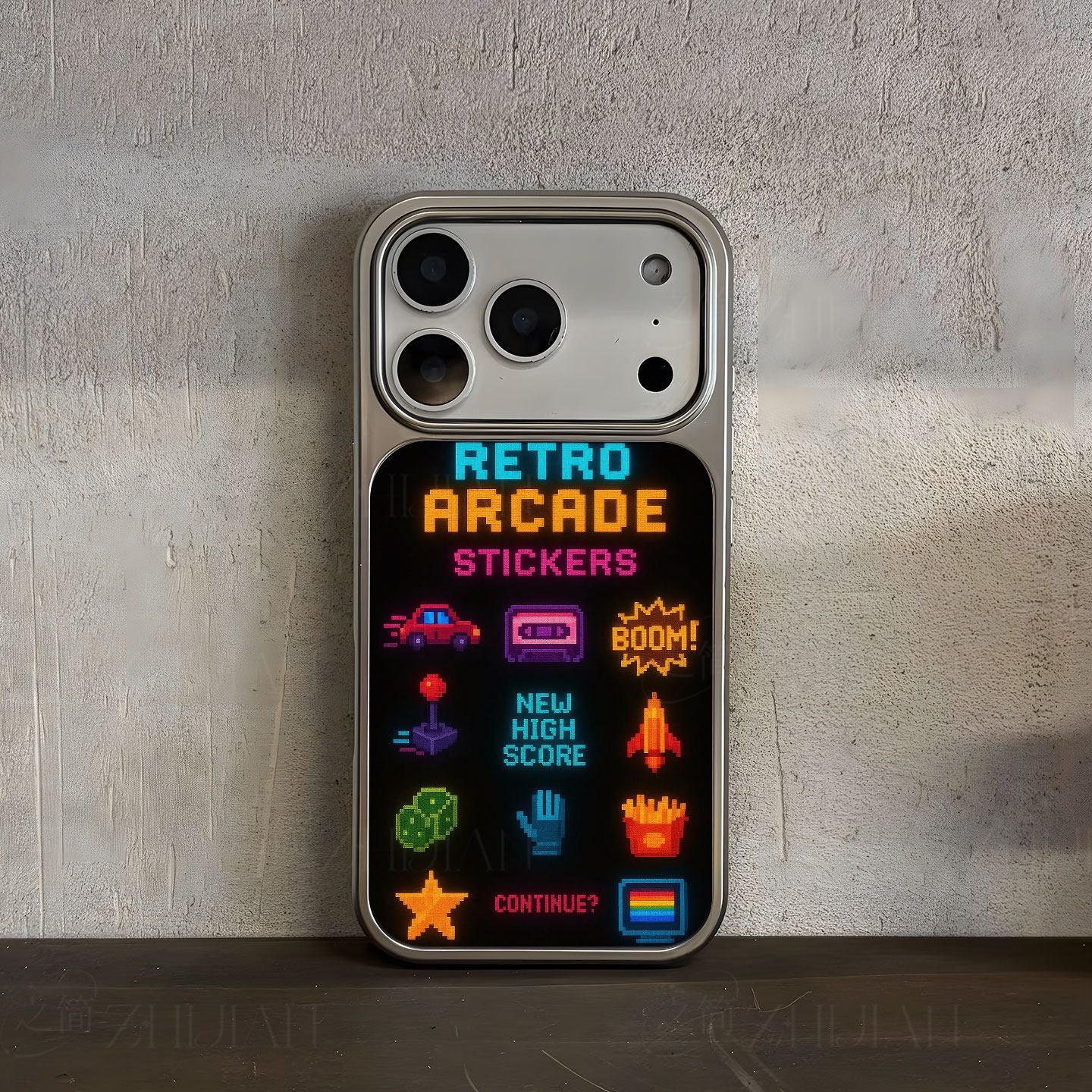 复古街机贴纸手机壳大孔电镀黑框碳纤纹二合一磁吸适用苹果17promax华为小米14PROPURA70PROPLUSMATE70PROPLU