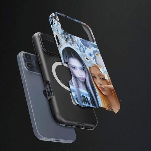 MEGAN蓝色拼贴硬壳磨砂磁吸手机壳适用苹果iphone17promax华为三星S25PLUS荣耀500proMATE70PRO+VIVOX200至尊