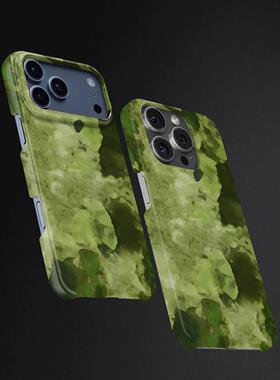 绿色迷彩纹理硬壳磨砂磁吸手机壳适用苹果iphone17promax华为三星S25ULTRA荣耀500pro小米15PRO小米14pro