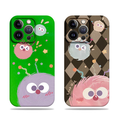 苹果17promax三只煤球菲林情侣手机壳适用苹果华为VIVOX200PROMINIP80ULTRAP80PROVIVOX100S小米14PRO