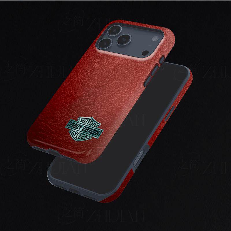 哈雷红皮磨砂磁吸手机壳大孔亮面硬壳适用苹果iphone18promax华为PURAXVIEW华为NOVA12PRO华为MATE50PRO