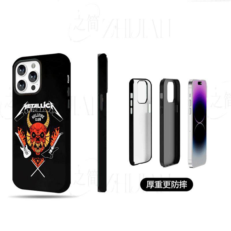 金属恶魔吉他图磨砂磁吸手机壳大孔亮面硬壳适用苹果iphone18promax华为PURAXVIEW1加TURBO6OPPOFINDX5PRO