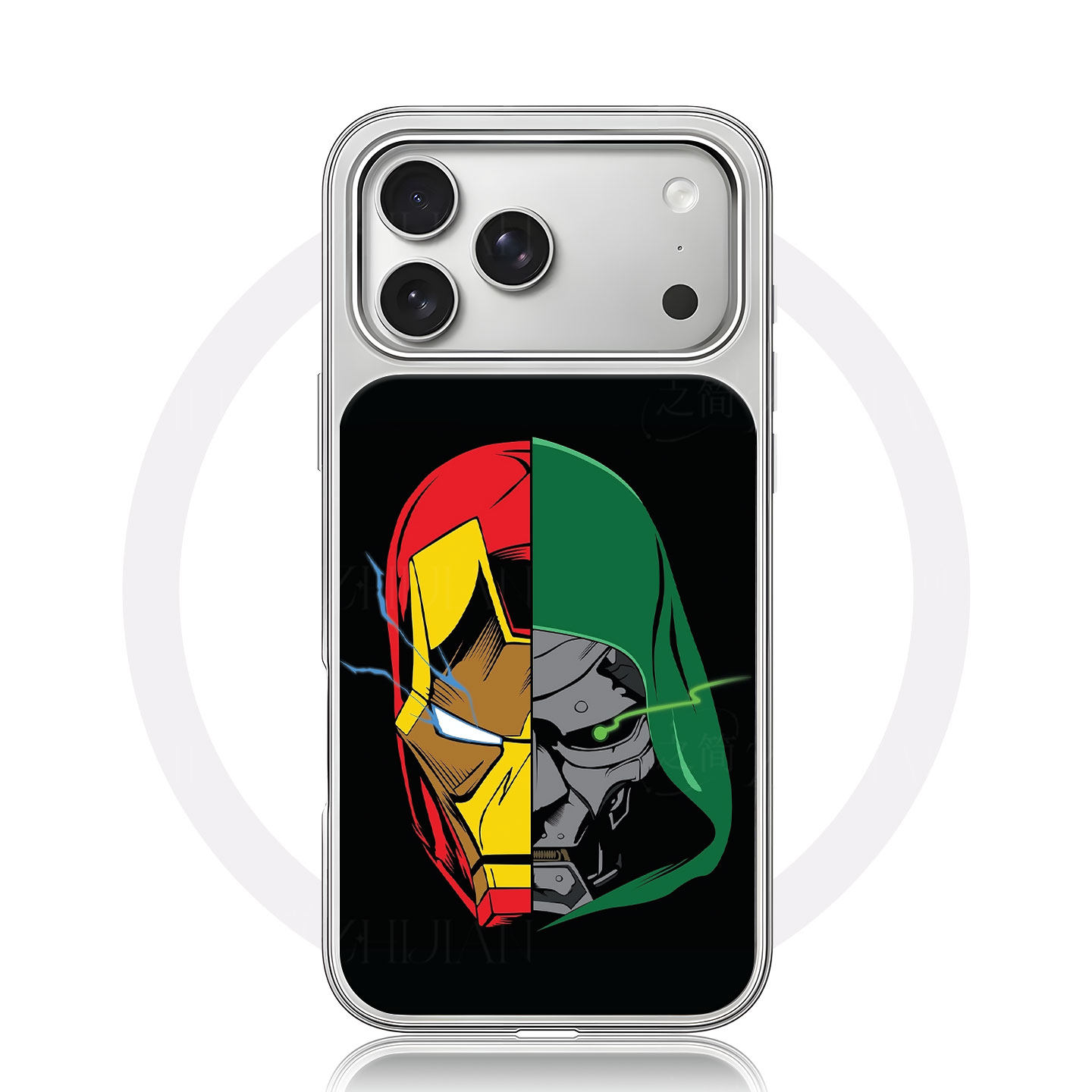 钢铁侠毁灭博士手机壳大孔电镀黑框碳纤纹二合一磁吸适用苹果17promax华为小米17PROMAXPURA70ULTRA小米15PRO