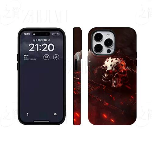 血瞳骷髅战甲磨砂磁吸手机壳大孔亮面硬壳适用苹果iphone18promax华为PURAXVIEW华为MATE30PRO荣耀MAGIC4PRO