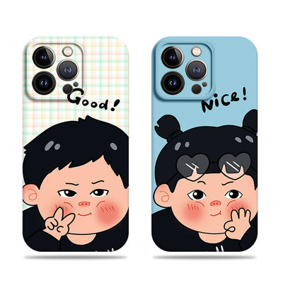 苹果17promax比耶胖胖男女菲林情侣手机壳适用苹果华为MATE50E三星S24PLUSMATE40EVIVOX100ULTRAVIVOY300