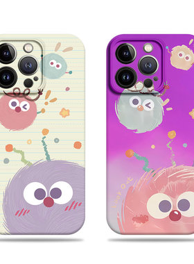 苹果17promax三只煤球菲林情侣手机壳适用苹果华为VIVOS19PROVIVOX200SP70ULTRAIQOOZ9XOPPOK12X