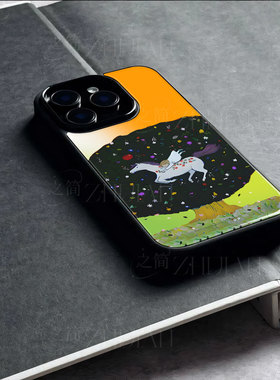 苹果17promax飞马人物玻璃手机壳马年新年祝福有钱适用苹果华为VIVOX300PRONOVA15proMATE80PROMAX真我GT8PRO