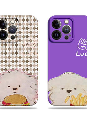 苹果17promax狗狗薯条汉堡菲林情侣手机壳适用苹果华为三星S25PLUSFINDX8至尊VIVOY200INOVA14PROMATE70PRO+