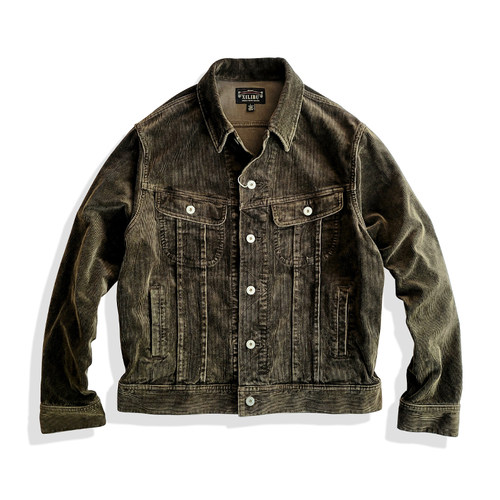 西里布翻领春秋灯芯绒多口袋夹克