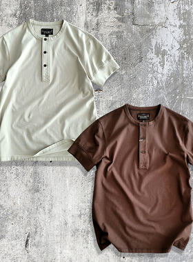 西里布全棉亨利领短袖T恤衫生态白色打底衫美式复古小众新品非rrl