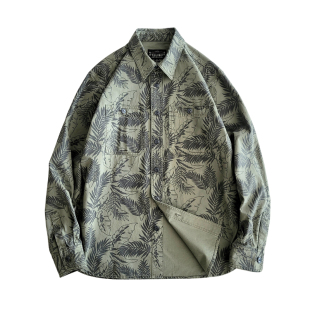 男阿美咔叽新品 西里布全棉美式 休闲衬衫 长袖 非rrl 复古印花工装